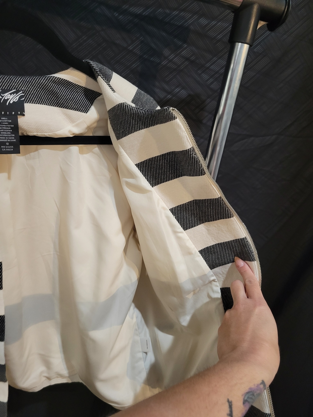 Lord & Taylor Black and White Striped Jacket - Picture 9 of 9